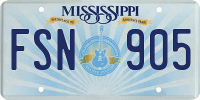 MS license plate FSN905
