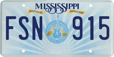 MS license plate FSN915