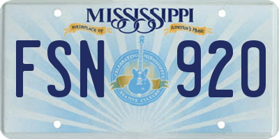 MS license plate FSN920