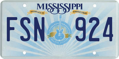 MS license plate FSN924