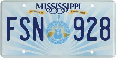 MS license plate FSN928