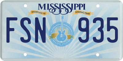 MS license plate FSN935