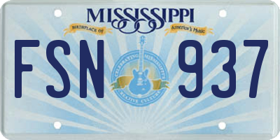 MS license plate FSN937