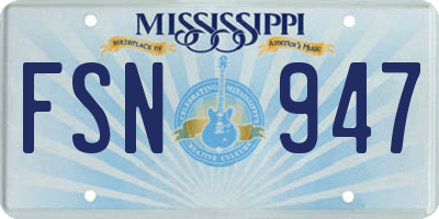 MS license plate FSN947