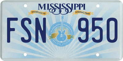 MS license plate FSN950