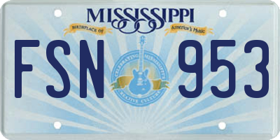 MS license plate FSN953