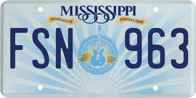 MS license plate FSN963