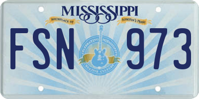 MS license plate FSN973