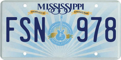 MS license plate FSN978