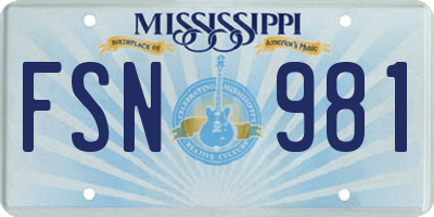 MS license plate FSN981