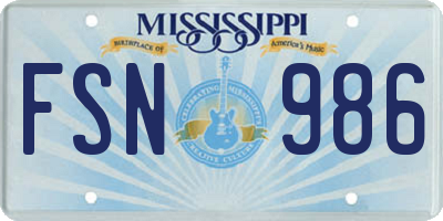MS license plate FSN986