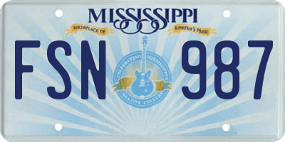 MS license plate FSN987