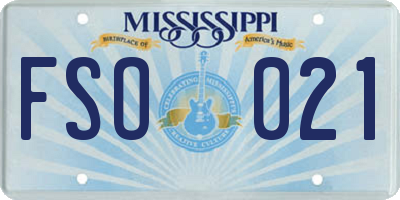 MS license plate FSO021