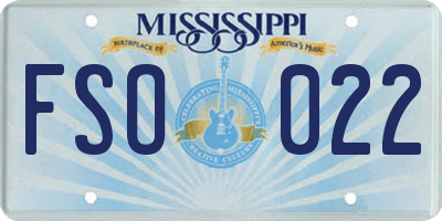 MS license plate FSO022
