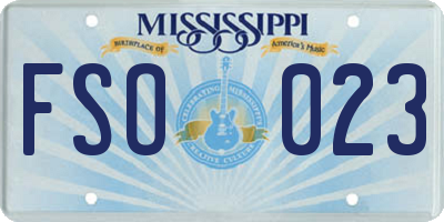 MS license plate FSO023