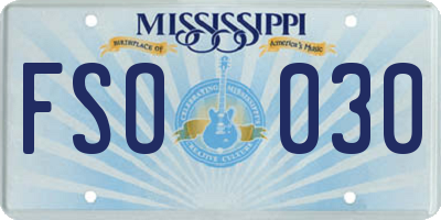 MS license plate FSO030