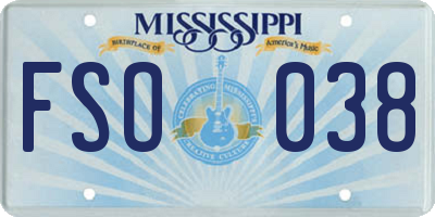 MS license plate FSO038