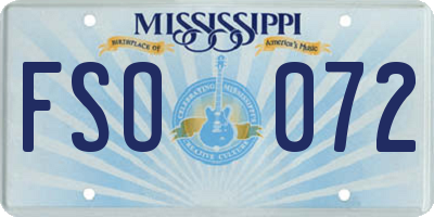 MS license plate FSO072