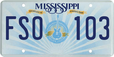 MS license plate FSO103