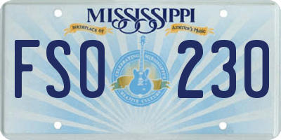 MS license plate FSO230