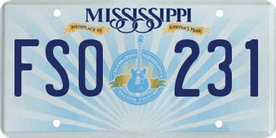 MS license plate FSO231