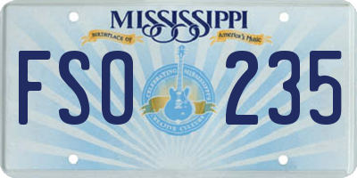 MS license plate FSO235