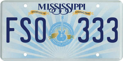 MS license plate FSO333