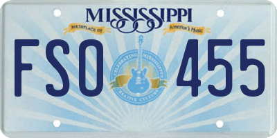 MS license plate FSO455