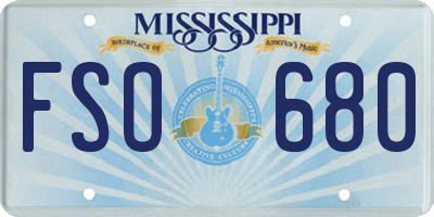 MS license plate FSO680