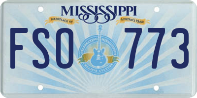 MS license plate FSO773