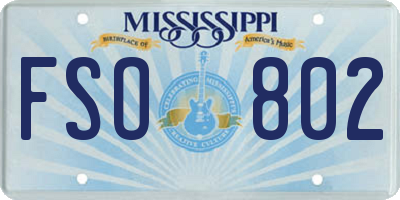 MS license plate FSO802
