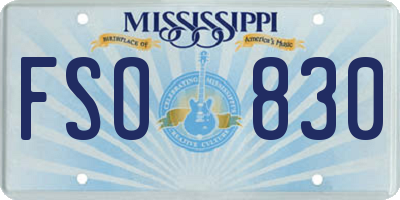 MS license plate FSO830