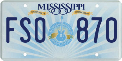 MS license plate FSO870