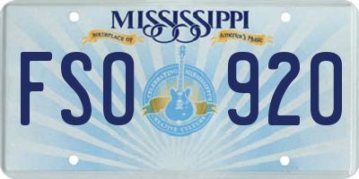 MS license plate FSO920