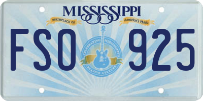 MS license plate FSO925