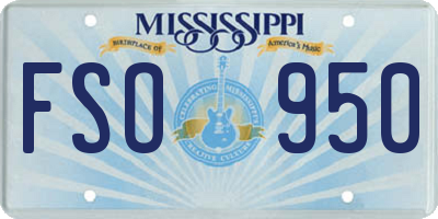 MS license plate FSO950