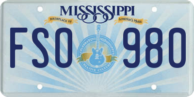 MS license plate FSO980