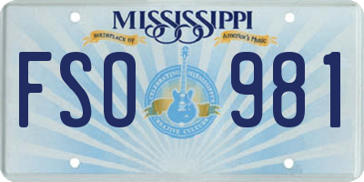 MS license plate FSO981