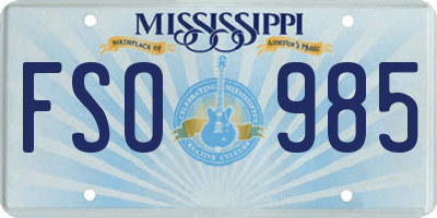 MS license plate FSO985