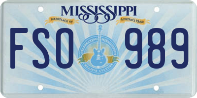 MS license plate FSO989