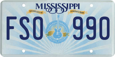 MS license plate FSO990