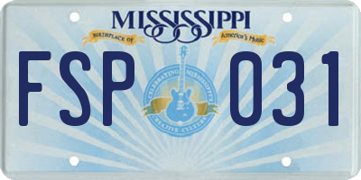 MS license plate FSP031