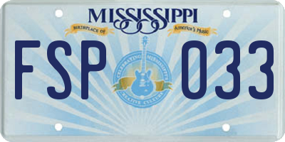 MS license plate FSP033