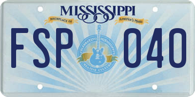 MS license plate FSP040