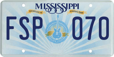 MS license plate FSP070