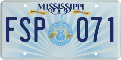 MS license plate FSP071