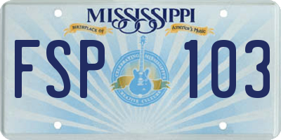 MS license plate FSP103