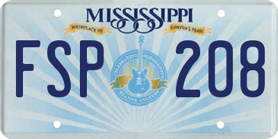 MS license plate FSP208