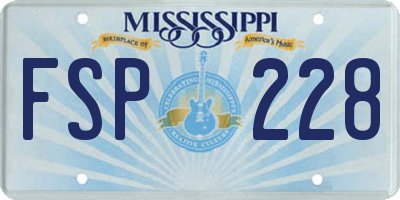 MS license plate FSP228