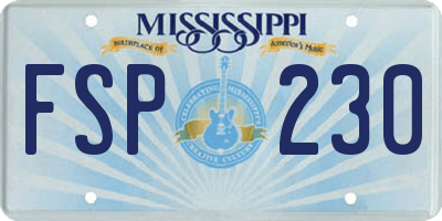 MS license plate FSP230